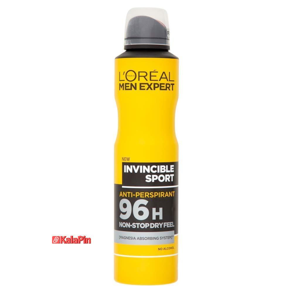 2.invicible sport اسپری ضد تعریق مردانه لورآل سری Men Expert حجم 250 میلی لیتر - Image 2