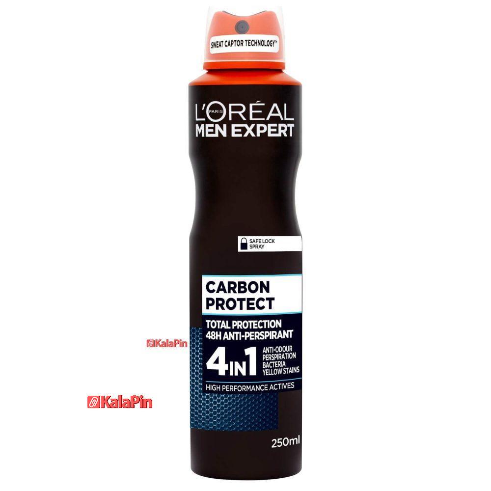 3.carbon protect اسپری ضد تعریق مردانه لورآل سری Men Expert حجم 250 میلی لیتر - Image 6