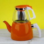 کتری و قوری لعابی نارنجی