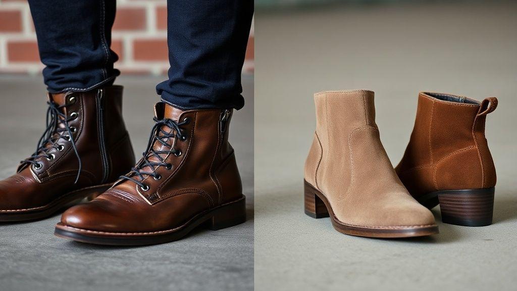 مقایسه چرم صنعتی و جیر در نیم بوت‌های زنانه