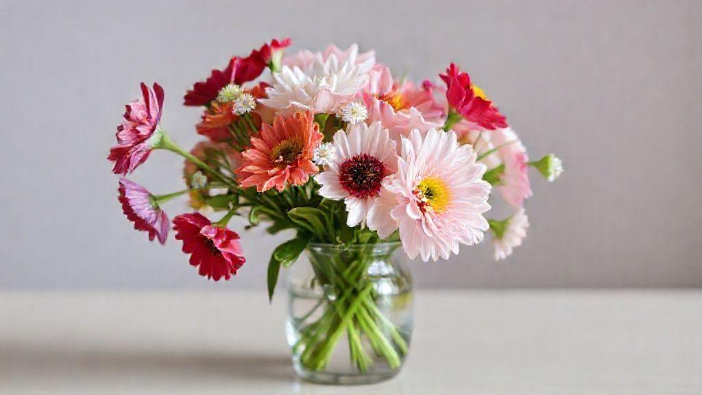 ۴. گلدان کوچک با گل‌های طبیعی